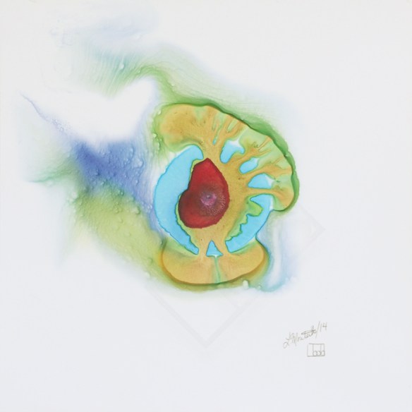 Nebula Negative II Watercolour on Yupo 10x10" Lianne Todd