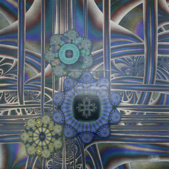 Pretty Cogs in the Big Machine. Fractal Digital Art printed on metal, single edition. 24x24". $425.00 Lianne Todd